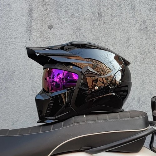 DOT Approved Retro Motorcycle Helmet Combination Full Face Motorbike Helmets - Picture 3 of 17