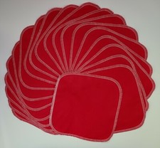 Cloth Wipes 20 Flannel 8" Red Reusable TP Baby Family Tissue Napkin 1 or 2 Ply