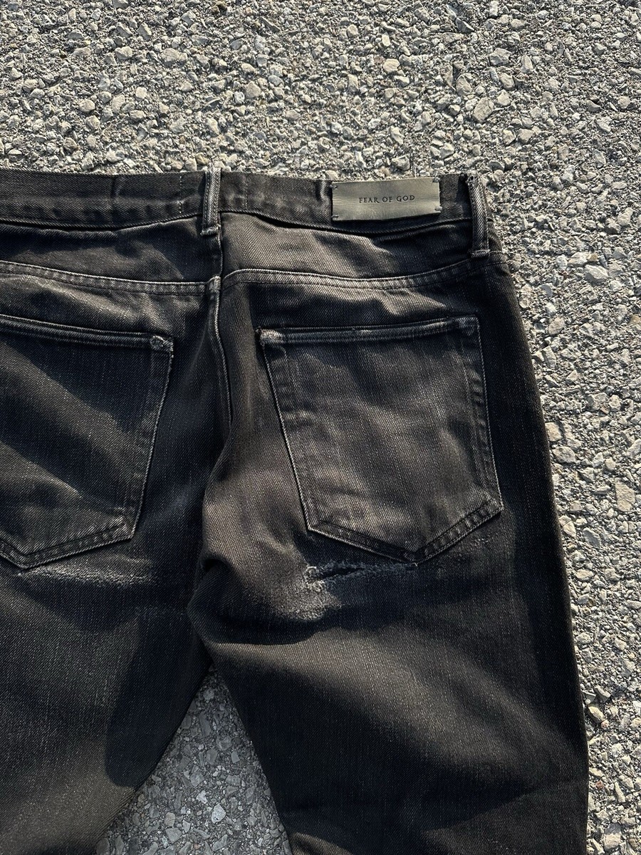 Fear of God Fourth Collection Black Button Fly Zipped Hem Jeans