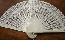 Vintage Hand Fan with Carvings