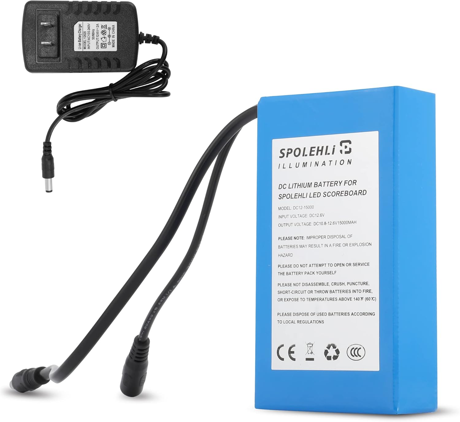 12V DC Lithium Battery for LED Basketball Scoreboard External Accessory