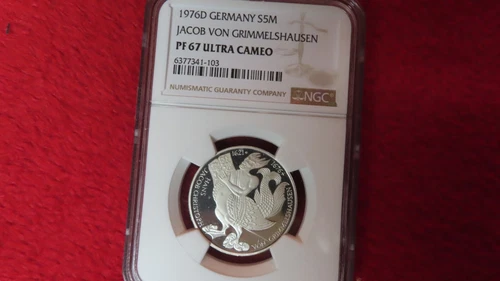 1976 D Germany 5 mark Jacob von Grimmelshausen low mintage PROOF SILVER NGC PF67