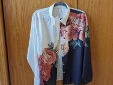 Long Sleeved Bloused Beautiful Floral Design XL runs small