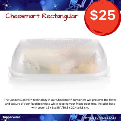 Tupperware Cheese Smart Condensation Control Large Rectangular NEW Cheese Keeper