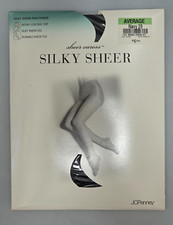 Sheer Caress Silky Sheer Pantyhose Control Top JCPenney Set of 2 Navy 29 Average
