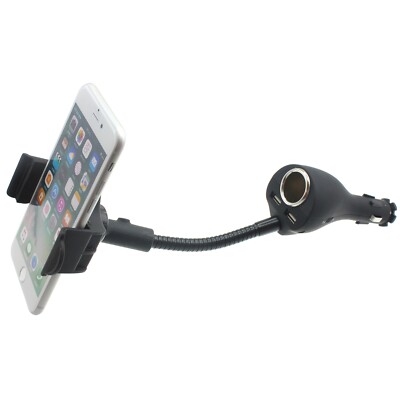 Charger Car Mount Holder DC Socket USB 2-Port Cradle Swivel for SmartPhones