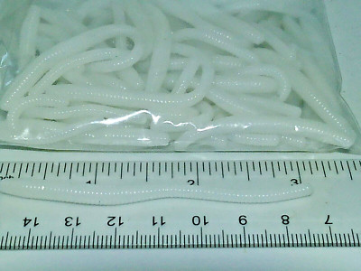 75 Pack White 3''TAPPERED TROUT/FINESS WORM Soft Plastic Fishing Lure Baits