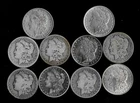 TEN (10) MORGAN DOLLARS 90% SILVER (1879-1921) "LOWER GRADE/CULL" LOT C67