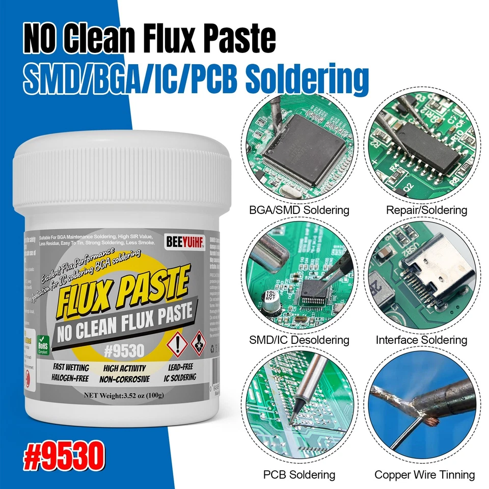 No-Clean Soldering Flux Paste for Electronics SMD IC CPU IC LED (100g/3.53Oz) - Image 4 of 4