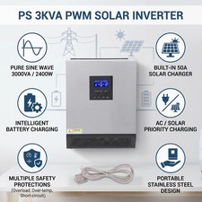 2400W PWM Solar Inverter 3KVA 24V DC 120V AC Multifunctional Battery Charger