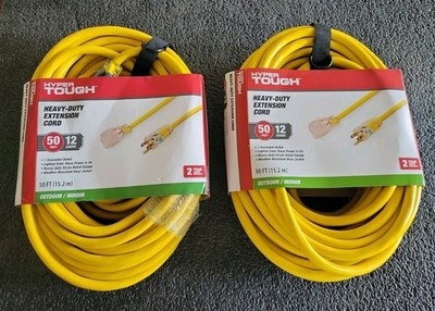 2-pack 50-ft Hyper Tough Indoor/Outdoor Heavy-Duty Yellow Vinyl Extension Cords
