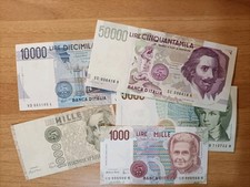 50000 10000 5000 1000 LIRE BERNINI 2 Tipo Volta Bellini Polo Alta Conservazione 