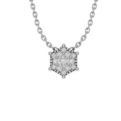 Lab Grown Diamond 10K Weißgold Composite Anhänger 18'' Silber Kabel Kette
