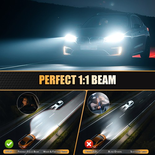 2PC 9007 HB5 LED Headlight Super Bright Bulbs Kit HIGH/LOW 6500K White 36000LM - Foto 6 di 10