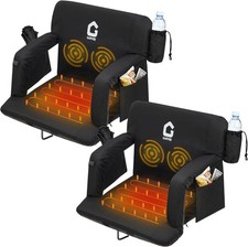 2PCS 25" Wide Massage Heated Stadium Seats w/ Back Support and Padded Cushion