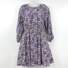 J Crew Dress Womens S Floral 100% Linen Smocked Mini Prairie Cottagecore Peasant