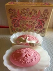 Soap Dish Tray Avon Lovebirds Milkglass Tray With 2 Pink  Soaps New Vtg