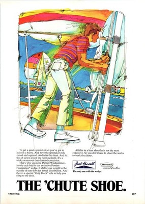 1971 Jack Purcell Windjammers Boat Shoe Vintage Print Ad Sailboat 70s Wall Art