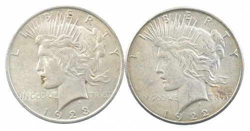 1923 & 1922-S & Peace Silver Dollar $1 Bullion Collection Lot *892