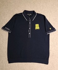 Lyle and Scott x Golfickers Knitted Henley sweater wool Cotton Navy Size Large