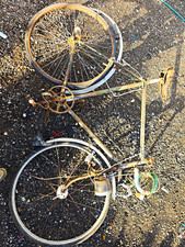 Vintage Steel Road Bike 1-Speed Drop Bar Front Light Green/Silver Parts