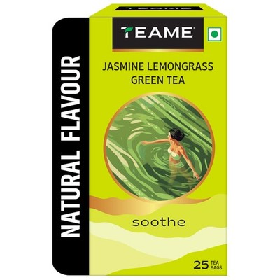 TE-A-ME Green Tea 25 Bags | Jasmine & Lemongrass Flavor, Premium Herbal Tea