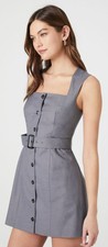 Women's Forever 21 Short Leg Grey Button Up Dress Size XL
