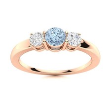 925 Silver Aquamarine Stone Promise New Three-Stone Wife Prong Ring Jewelry