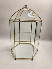 vntg LARGE brass glass CURIO CABINET display case FRANKLIN MINT miniatures Cage