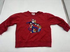Vintage Disney Store Sweatshirt Mickey Friends Embroidered Fleece Red 4T Goofy