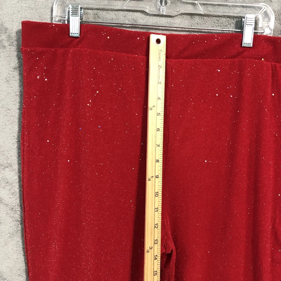 Madden NYC Womens Pants Extra Large Red Pull On Stretch Mettalic Holiday Knit - Image 4 of 4