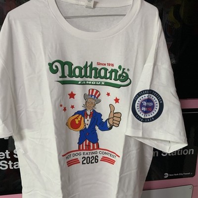 2026 OFFICIAL NATHAN S FAMOUS JULY 4 SHIRT XL HOT DOG EATING CONTEST CHESTNUT 