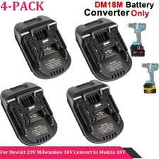 4X USB Battery Adapter for Dewalt 20V Milwaukee 18V Convert to Makita 18V Tool