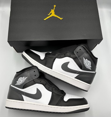 Nike Air Jordan 1 Mid Black Iron Grey White (UK Size 8.5) - Picture 1 of 9