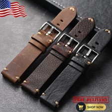 Handmade Cowhide Leather Strap 18-22MM Retro Wear Resistant Black Brown