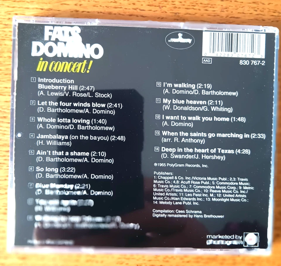 Fats Domino Live CD In Concert ! 14 tracks - Bild 2 von 2