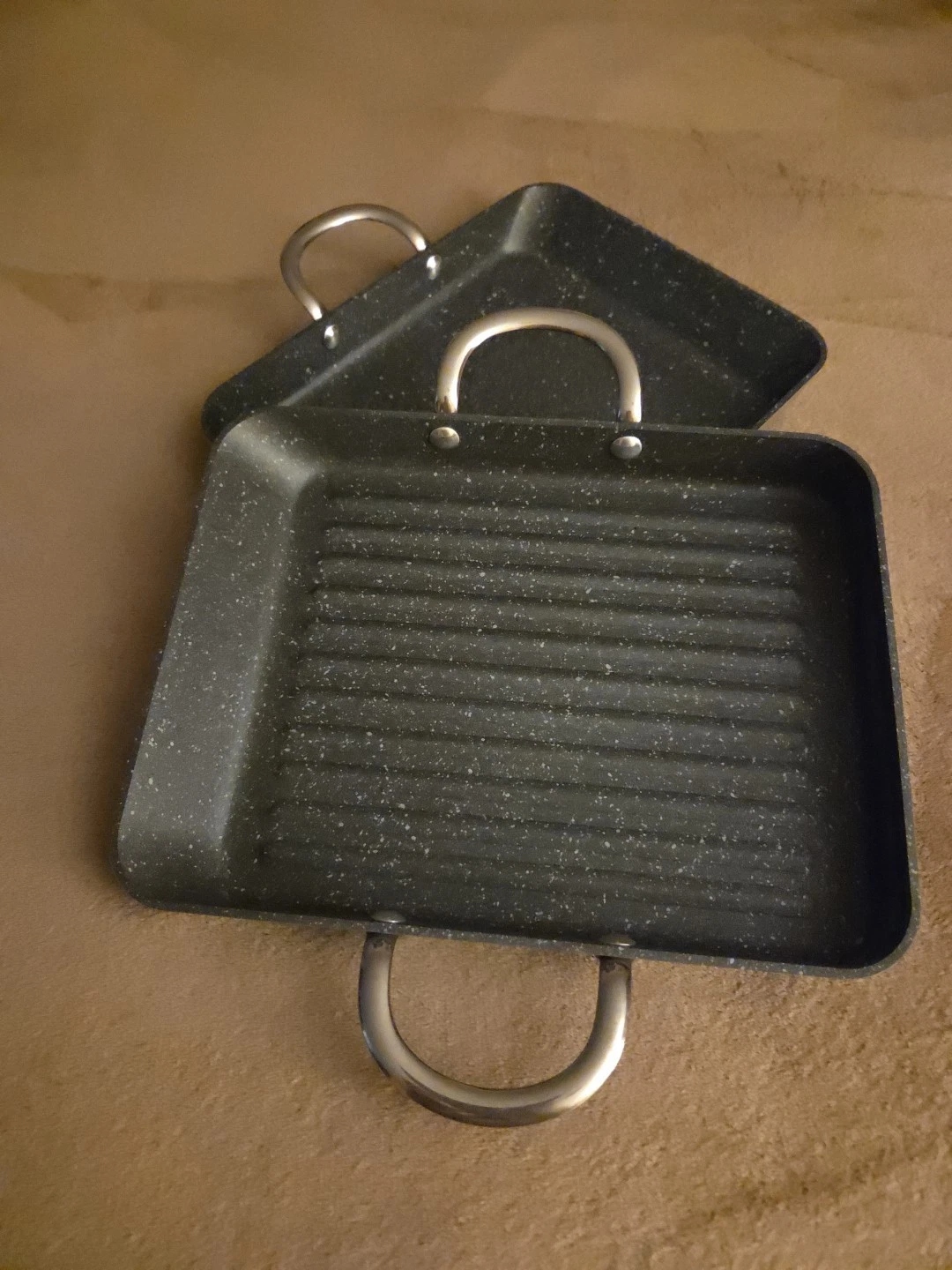Curtis Stone Grill and Griddle Slide Out Pan Set Stone Gray