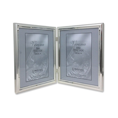 Lawrence Frames 510780D Silver Plated Double Bead 8x10 Hinged Double Picture