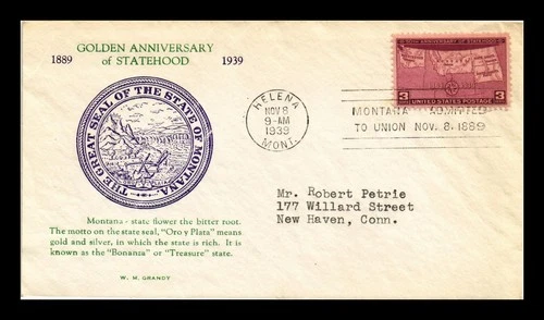 DR JIM STAMPS US COVER MONTANA 50TH ANNIVERSARY FDC SCOTT 858 GRANDY CACHET