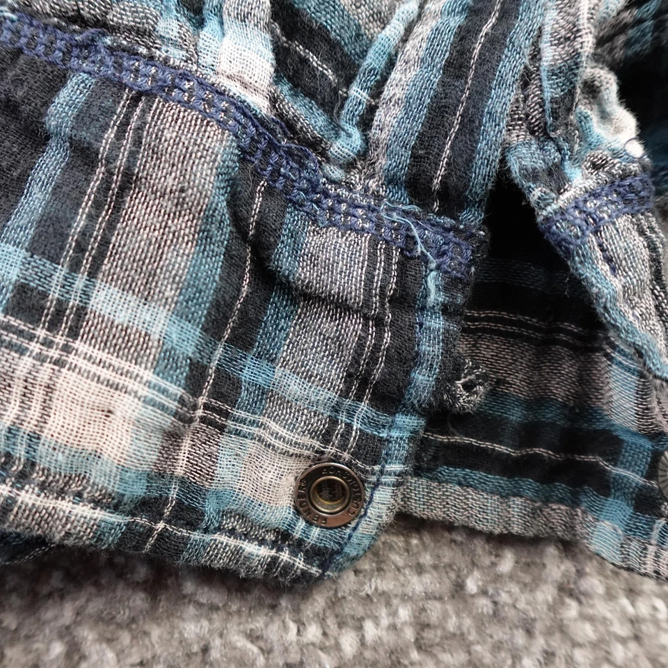 Camisa Fender Rock & Roll Religion Para Hombre Grande Azul Negro Franela a Cuadros Sol Adict Foto 3 de 4