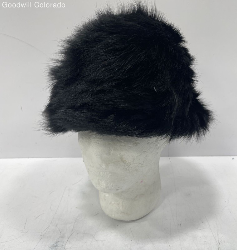 Steketee's Hat Black Solid Faux Fur Lined Grand Rapids Vintage Style One Size