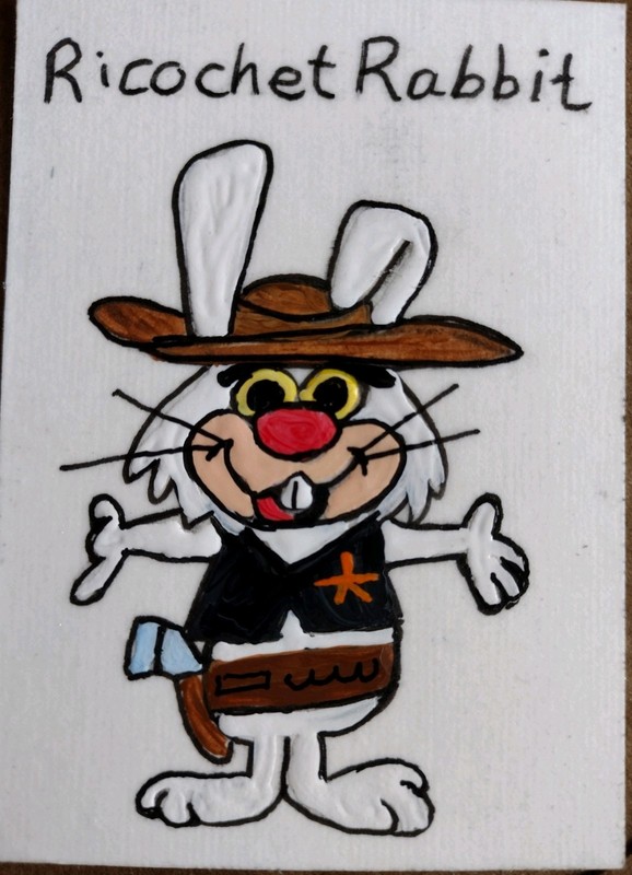 3.5"X2.5"  Artist Trading Card Ricochet Rabbit HAND PAINTED ACRYLIC