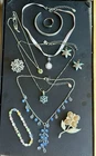 10 Pc VINTAGE SILVER TONE FLOWER COSTUME JEWELRY LOT DESIGNER Cookie Lee