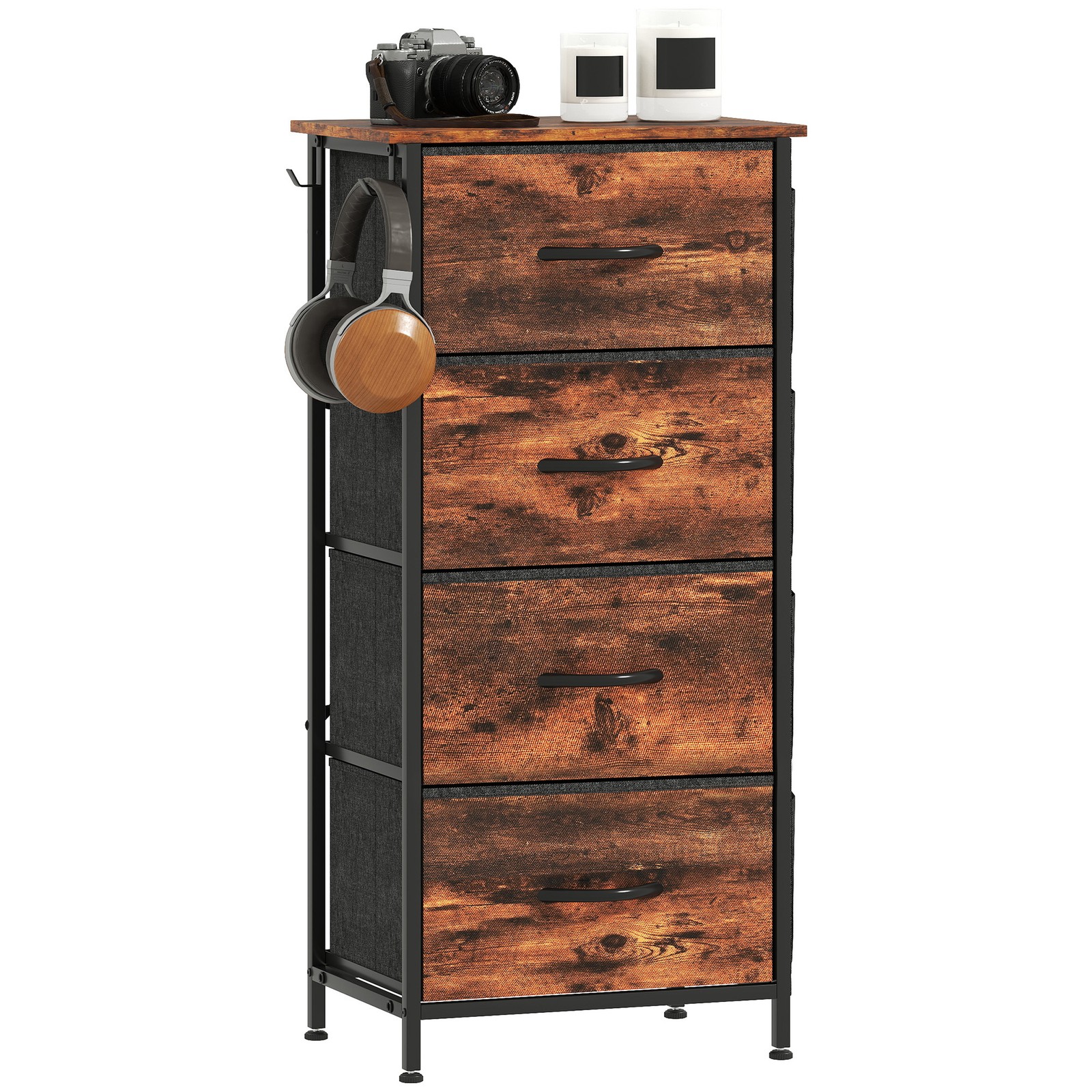 YITAHOME Chest of Drawers with 4 Drawers,Bedroom Drawers, Fabric Dresser with Wood Top,Drawer storage unit for for Bedroom, Living room, Kids room,Dark Grey 23 HOMCOM Fabric Chest of Drawers, 4 Drawer Dresser for Bedroom, Rustic Brown