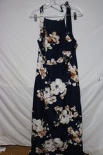 Anself Maxi Dress Womens US 2XL Halter Neck A-Line Sleeveless Blue Floral