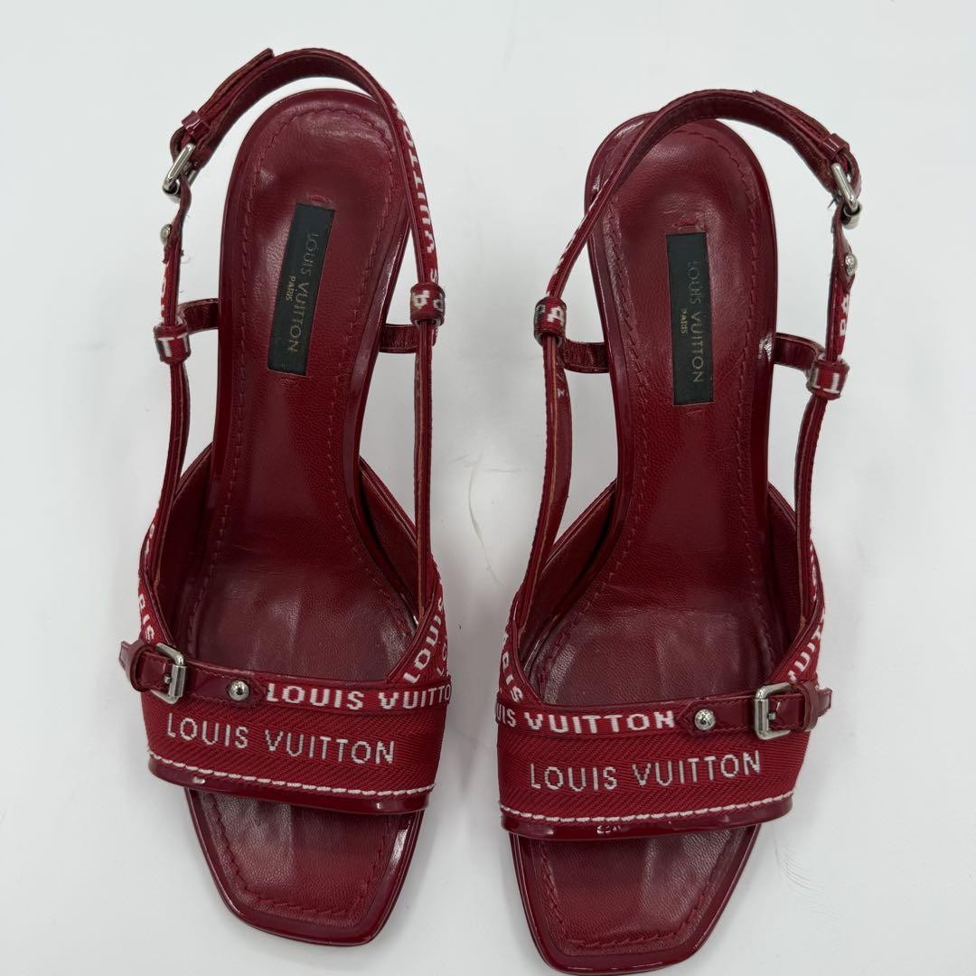 Louis Vuitton Open Toe Sandals Red US 4.5 Excellent Used No