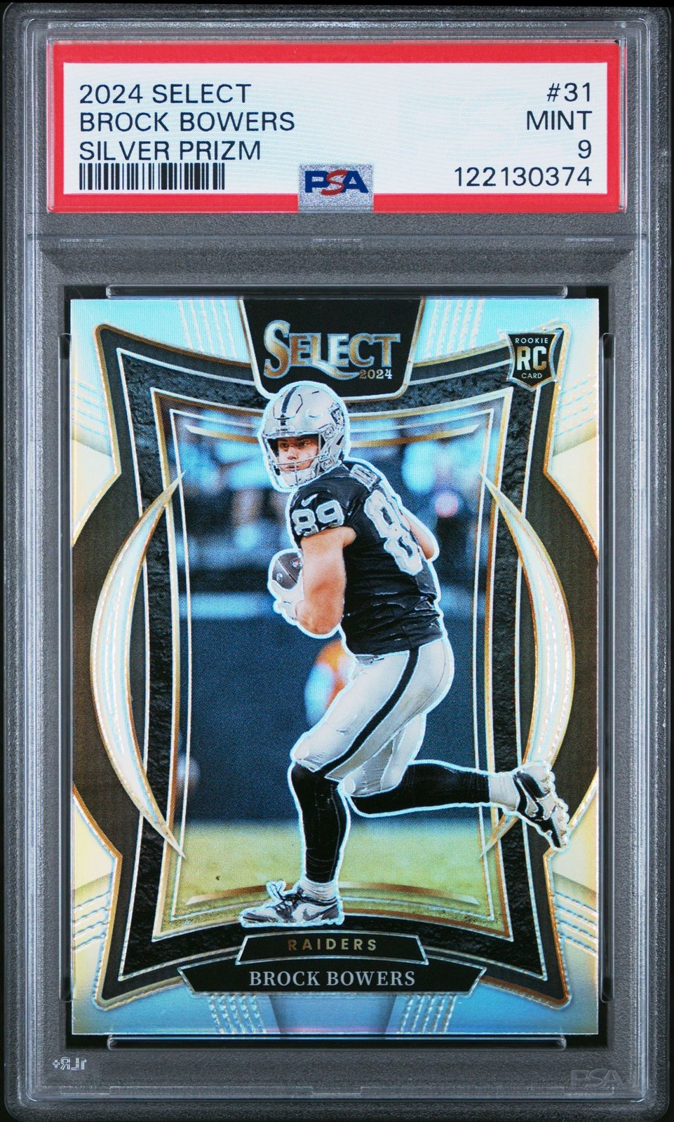 2024 Select #31 Brock Bowers Silver Prizm PSA 9 Raiders