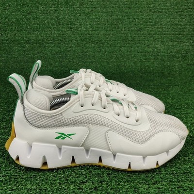 Reebok Sneakers Womens 7 White Zig Dynamica 4 Running Shoes Mesh Low Top Green