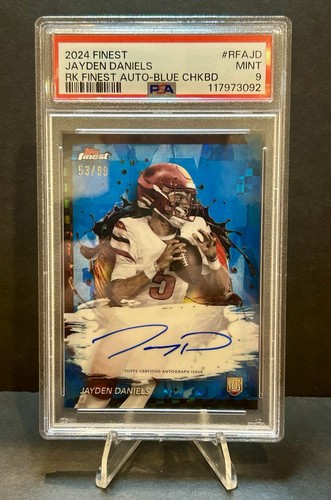 Jayden Daniels [Blue Checkerboard Refractor] #RFA-JD 2024 Topps Finest Rookie Autograph card
