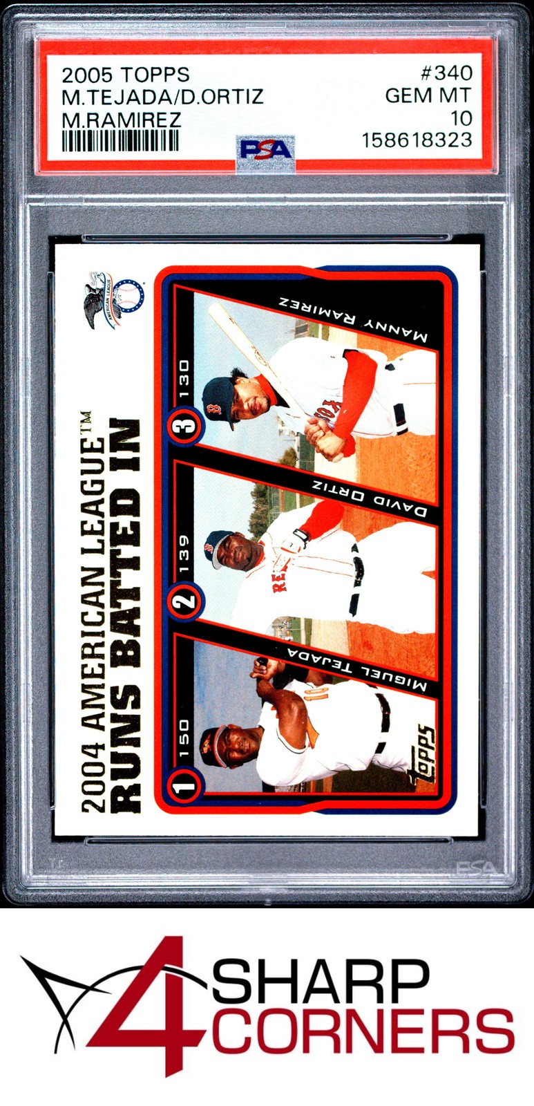 2005 TOPPS #340 DAVID ORTIZ-MANNY RAMIREZ PSA 10
